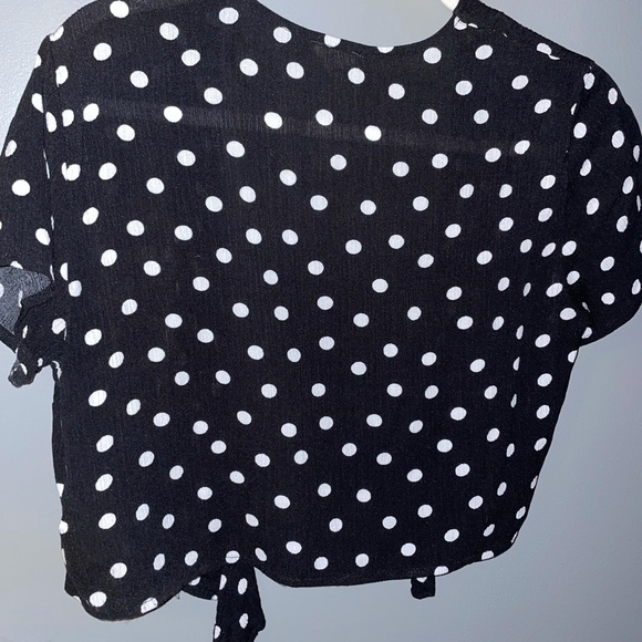 Black and white polka dot tie up top - Picture 3 of 3